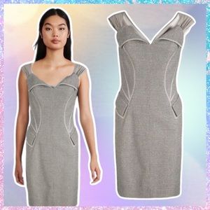 zac posen • platinum silver metallic tweed virgin wool cocktail dress 2